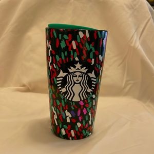 STARBUCKS 2019 CHRISTMAS CONFETTI CERAMIC 12oz TUMBLER. Whimsical Fun Insulated